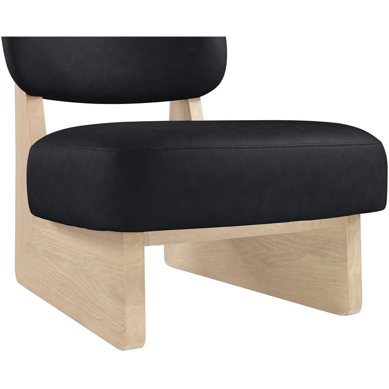 Bowery Hill Contemporary Black Vegan Leather Upholstered Accent Chair