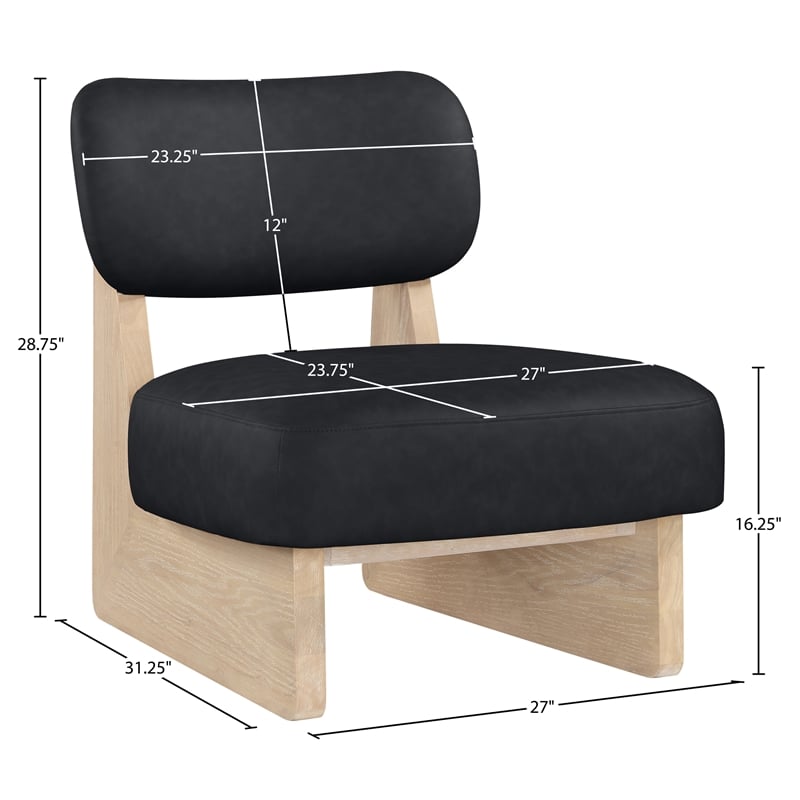 Bowery Hill Contemporary Black Vegan Leather Upholstered Accent Chair