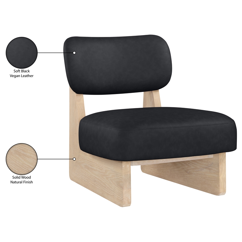 Bowery Hill Contemporary Black Vegan Leather Upholstered Accent Chair
