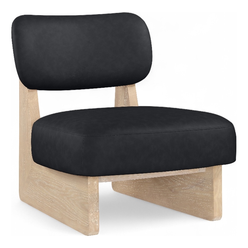 Bowery Hill Contemporary Black Vegan Leather Upholstered Accent Chair