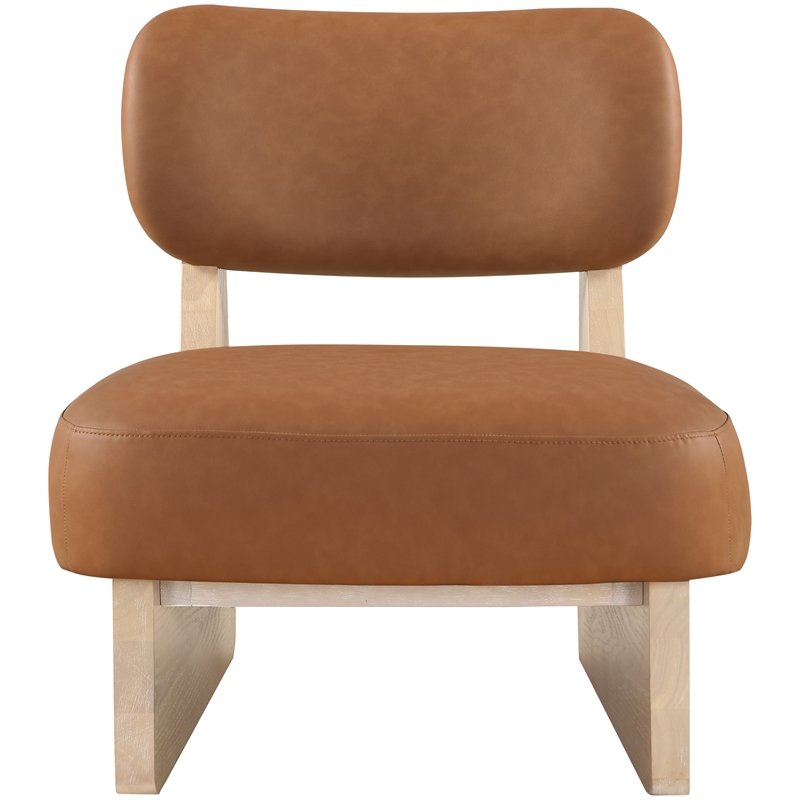 Bowery Hill Contemporary Cognac Vegan Leather Upholstered Accent Chair