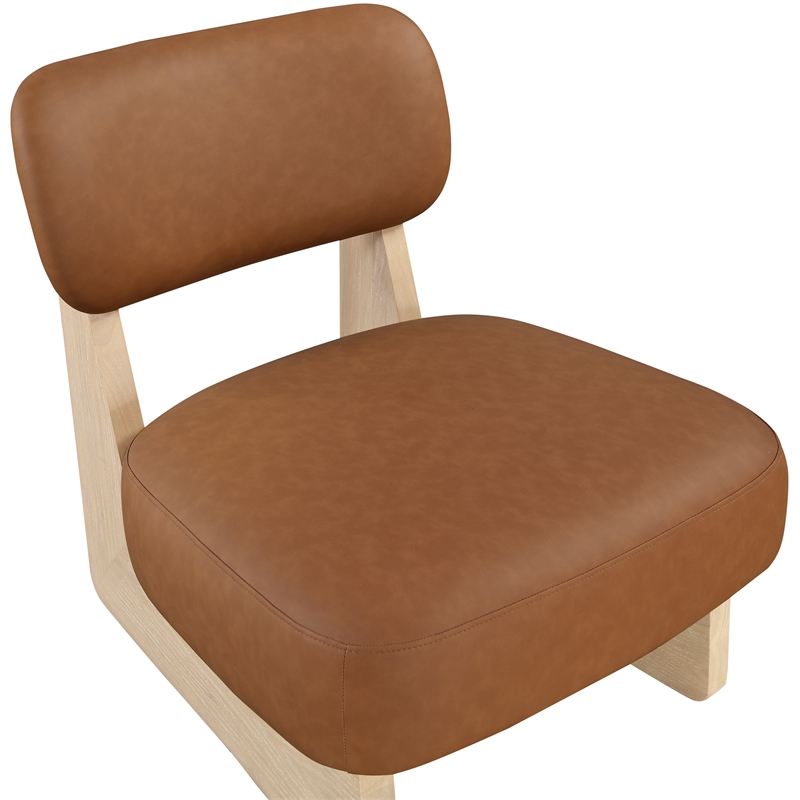 Bowery Hill Contemporary Cognac Vegan Leather Upholstered Accent Chair