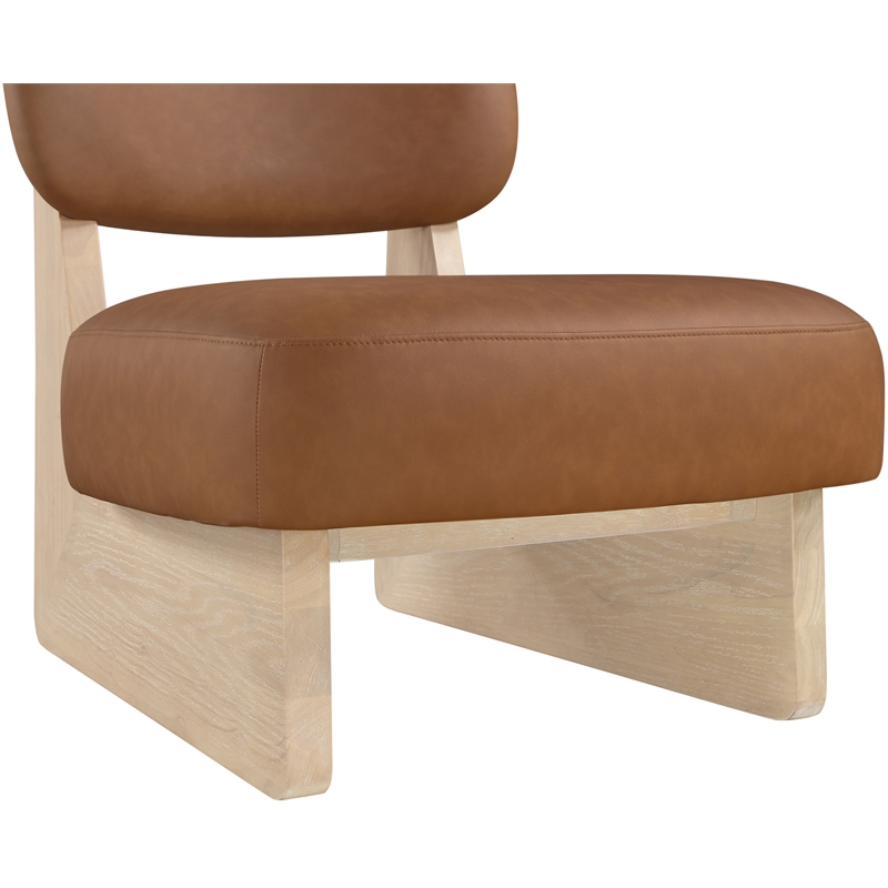 Bowery Hill Contemporary Cognac Vegan Leather Upholstered Accent Chair