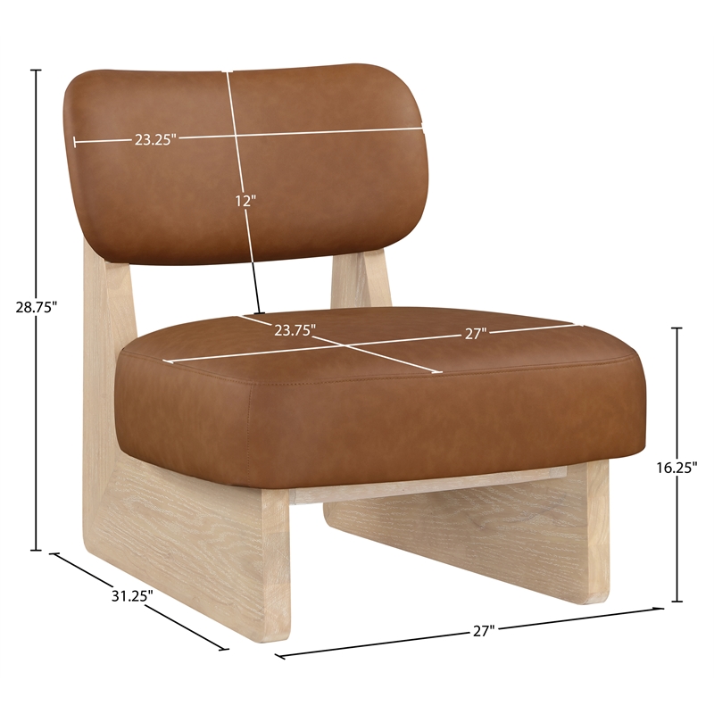 Bowery Hill Contemporary Cognac Vegan Leather Upholstered Accent Chair
