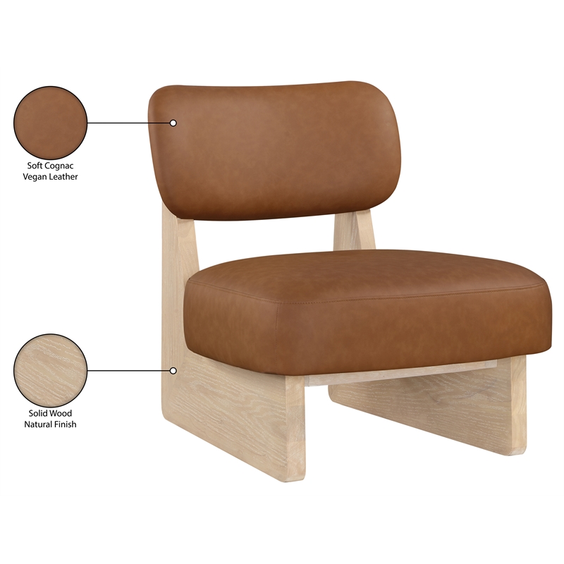 Bowery Hill Contemporary Cognac Vegan Leather Upholstered Accent Chair