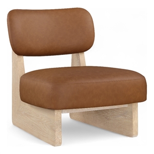 Bowery Hill Contemporary Cognac Vegan Leather Upholstered Accent Chair