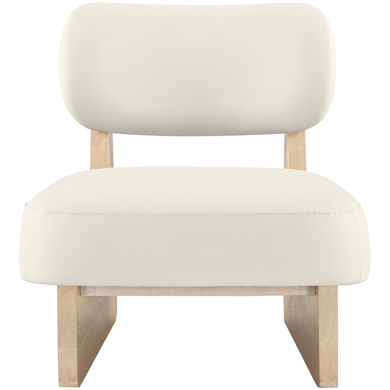 Bowery Hill Contemporary Cream Vegan Leather Upholstered Accent Chair