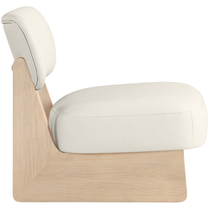 Bowery Hill Contemporary Cream Vegan Leather Upholstered Accent Chair