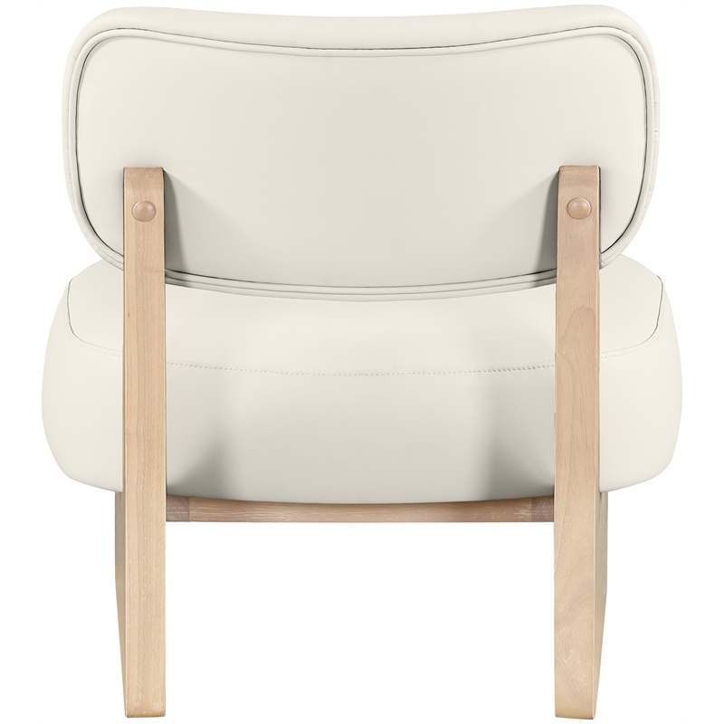 Bowery Hill Contemporary Cream Vegan Leather Upholstered Accent Chair