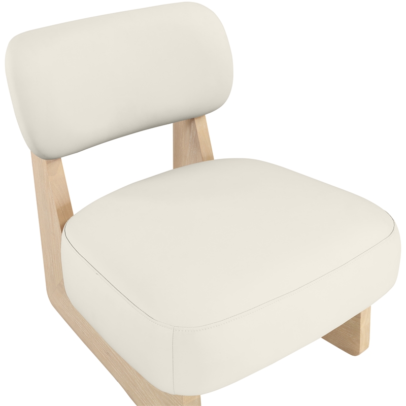 Bowery Hill Contemporary Cream Vegan Leather Upholstered Accent Chair