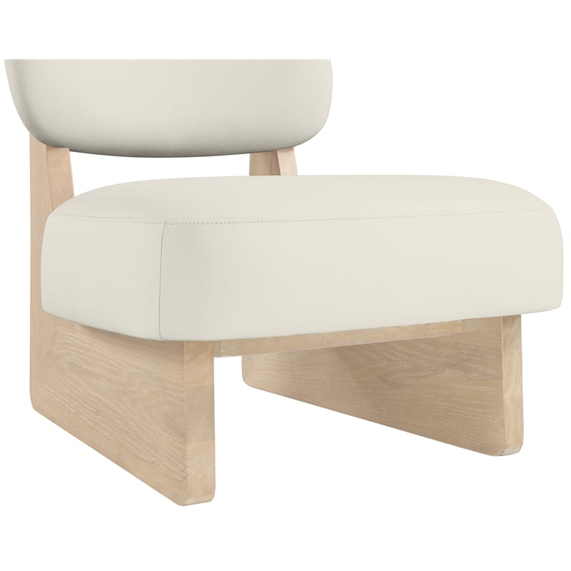 Bowery Hill Contemporary Cream Vegan Leather Upholstered Accent Chair