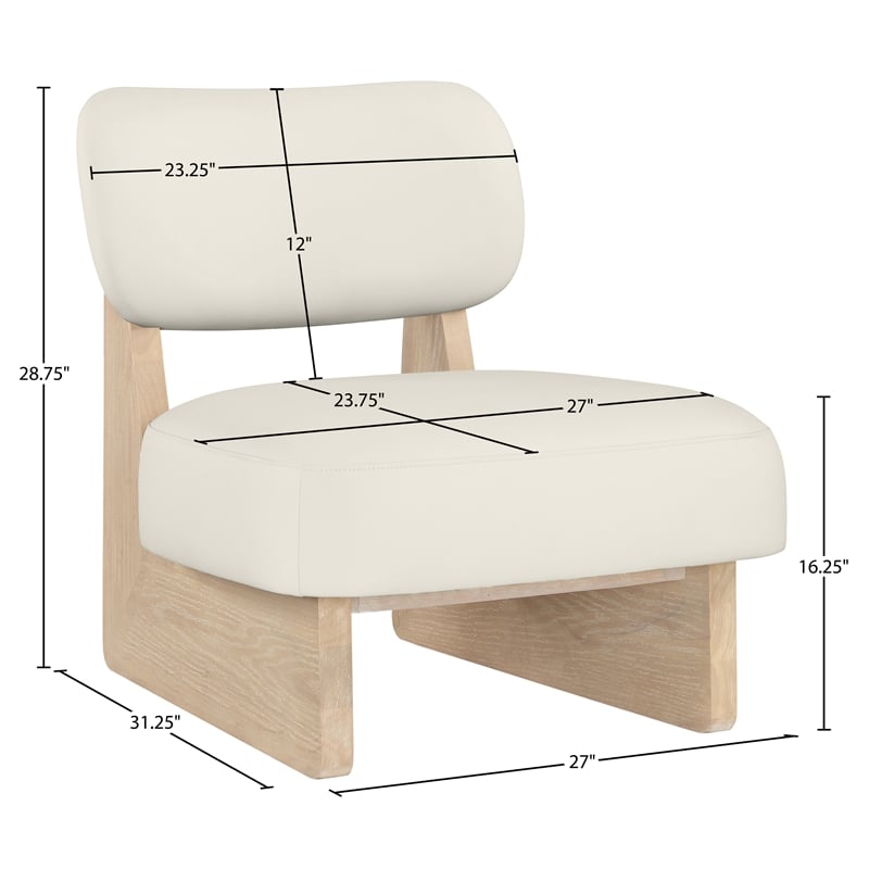 Bowery Hill Contemporary Cream Vegan Leather Upholstered Accent Chair