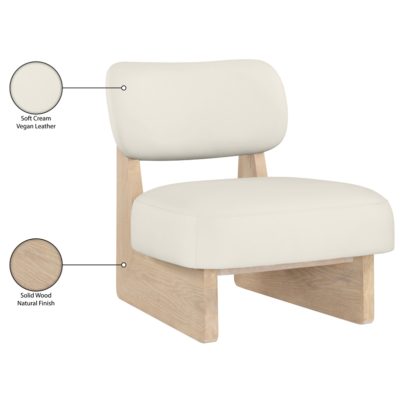 Bowery Hill Contemporary Cream Vegan Leather Upholstered Accent Chair