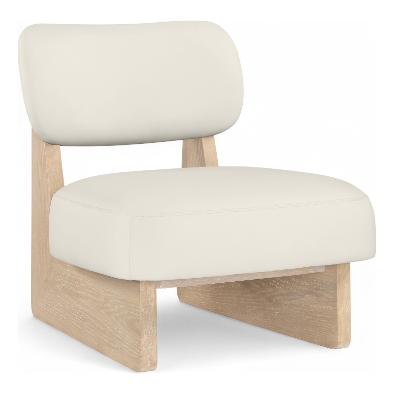 Bowery Hill Contemporary Cream Vegan Leather Upholstered Accent Chair