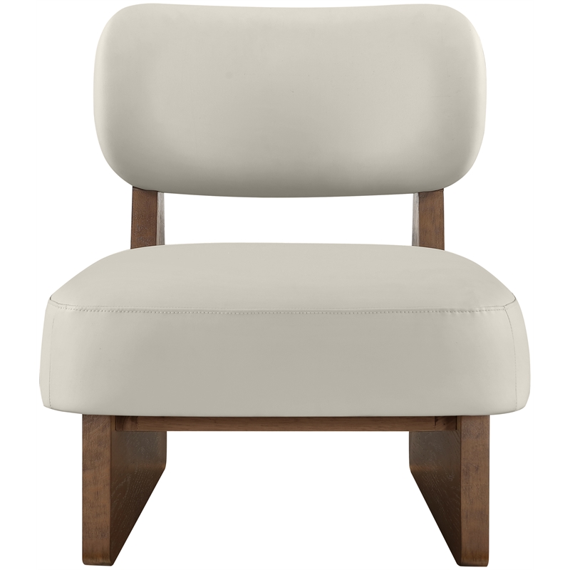 Bowery Hill Contemporary Beige Vegan Leather Upholstered Accent Chair