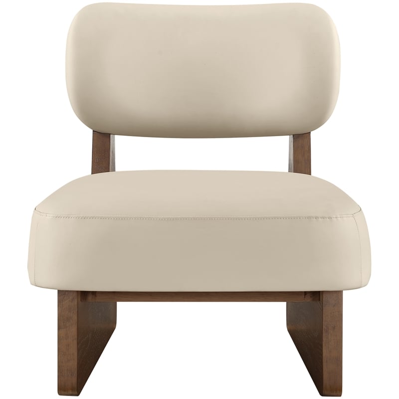 Bowery Hill Contemporary Beige Vegan Leather Upholstered Accent Chair