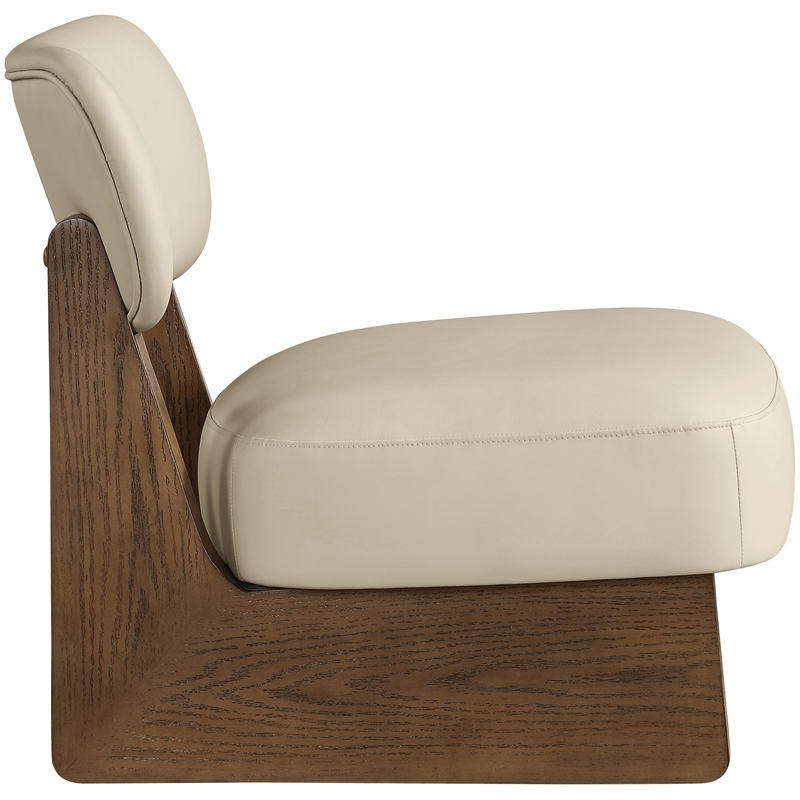 Bowery Hill Contemporary Beige Vegan Leather Upholstered Accent Chair