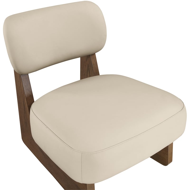 Bowery Hill Contemporary Beige Vegan Leather Upholstered Accent Chair