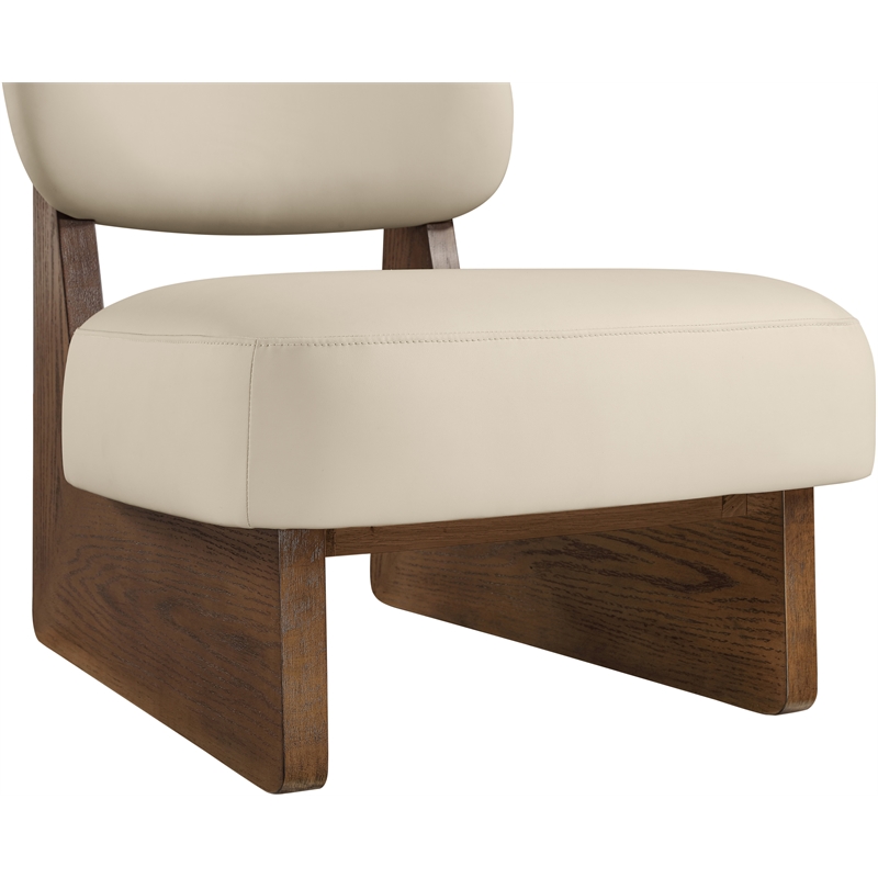 Bowery Hill Contemporary Beige Vegan Leather Upholstered Accent Chair