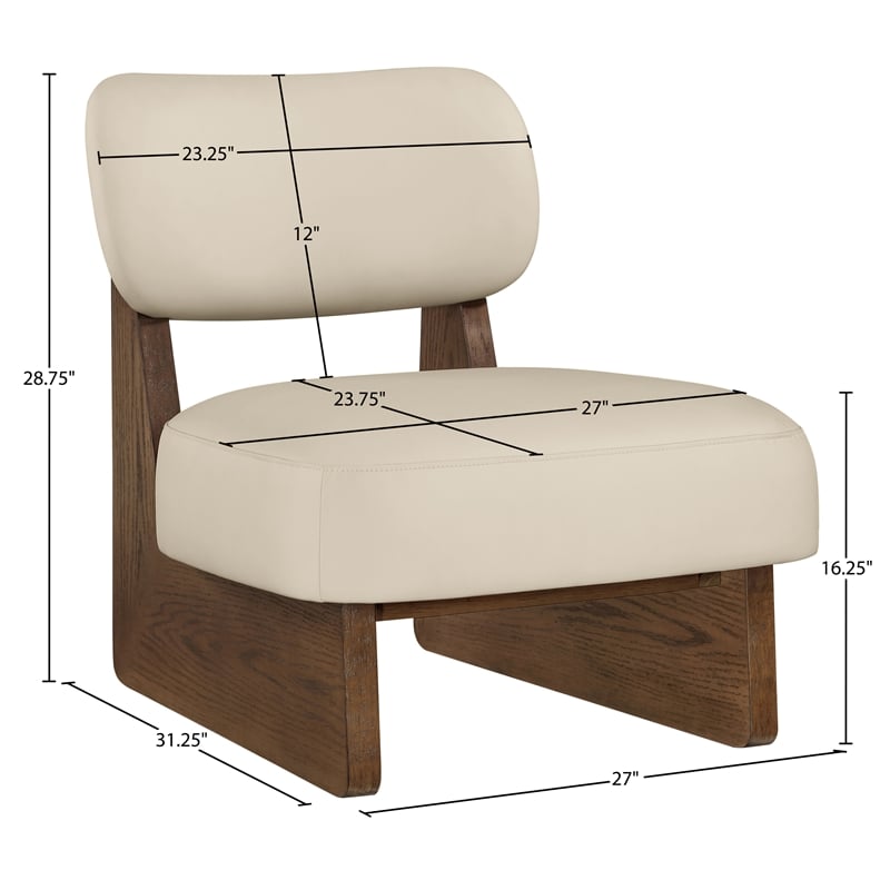 Bowery Hill Contemporary Beige Vegan Leather Upholstered Accent Chair