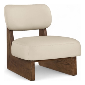 Bowery Hill Contemporary Beige Vegan Leather Upholstered Accent Chair