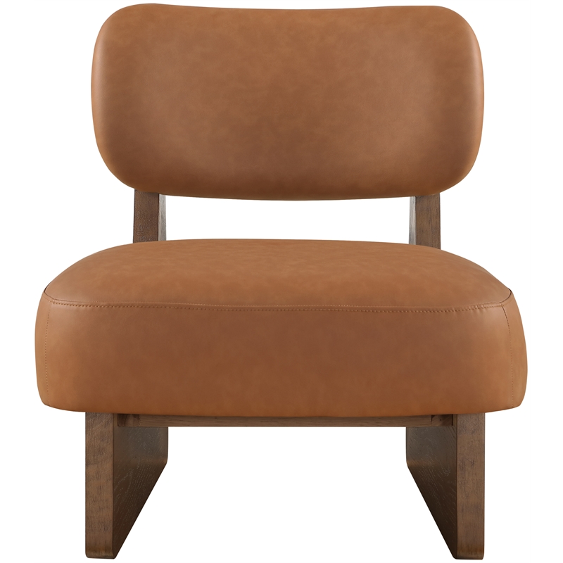 Bowery Hill Contemporary Cognac Vegan Leather Upholstered Accent Chair