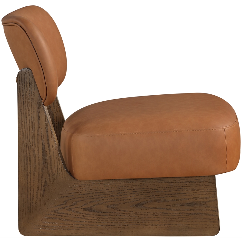 Bowery Hill Contemporary Cognac Vegan Leather Upholstered Accent Chair