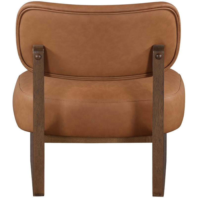 Bowery Hill Contemporary Cognac Vegan Leather Upholstered Accent Chair