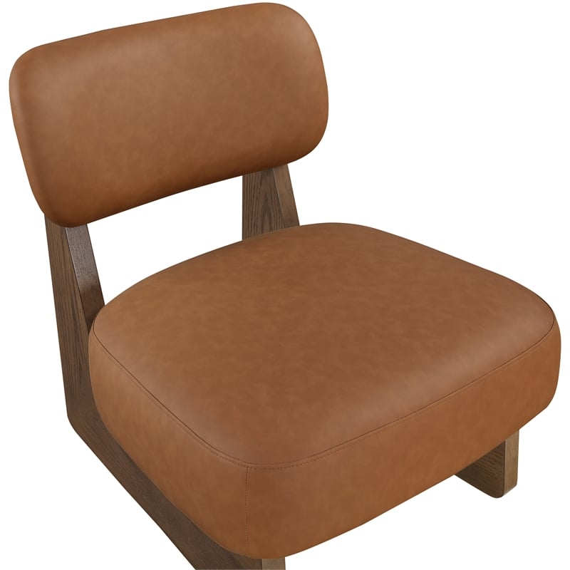 Bowery Hill Contemporary Cognac Vegan Leather Upholstered Accent Chair
