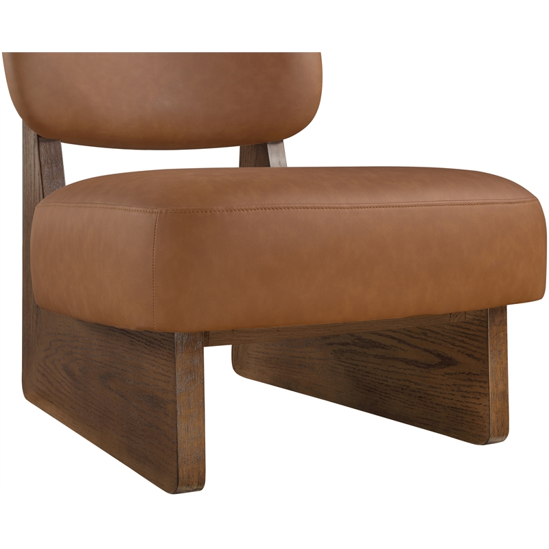 Bowery Hill Contemporary Cognac Vegan Leather Upholstered Accent Chair