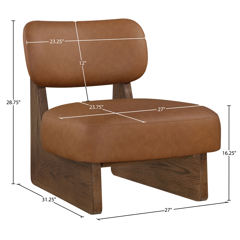 Bowery Hill Contemporary Cognac Vegan Leather Upholstered Accent Chair