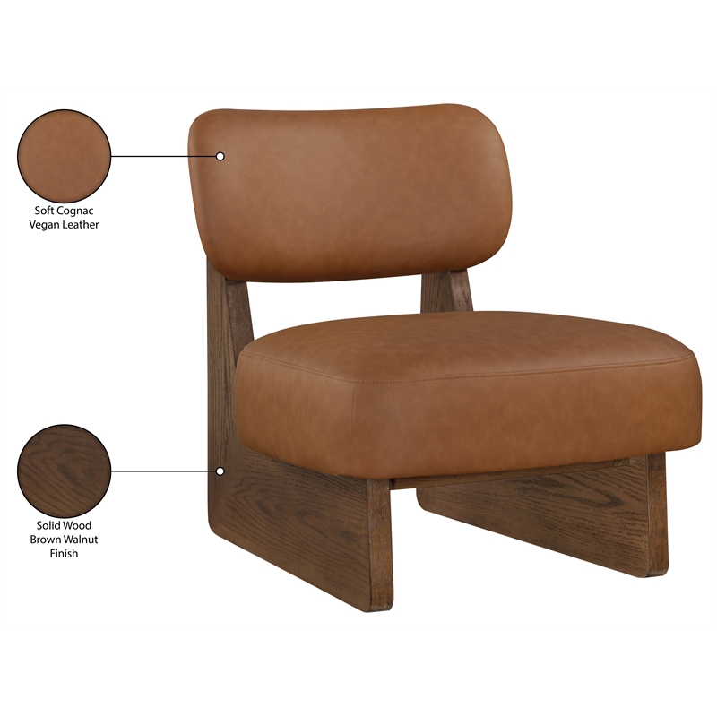 Bowery Hill Contemporary Cognac Vegan Leather Upholstered Accent Chair
