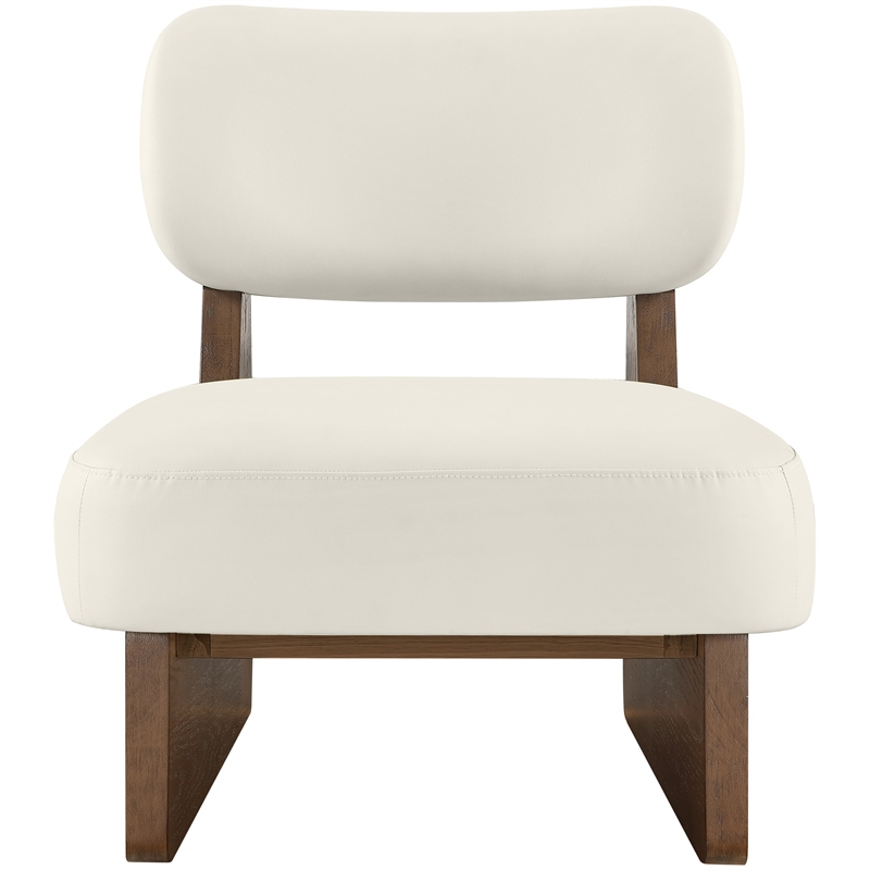 Bowery Hill Contemporary Cream Vegan Leather Upholstered Accent Chair