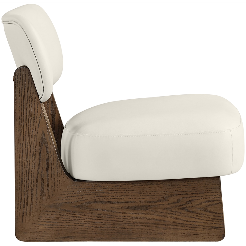 Bowery Hill Contemporary Cream Vegan Leather Upholstered Accent Chair