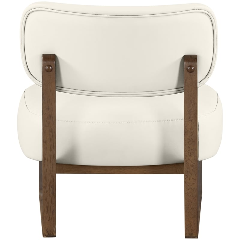 Bowery Hill Contemporary Cream Vegan Leather Upholstered Accent Chair