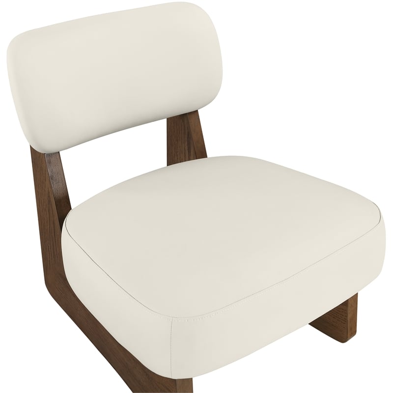 Bowery Hill Contemporary Cream Vegan Leather Upholstered Accent Chair