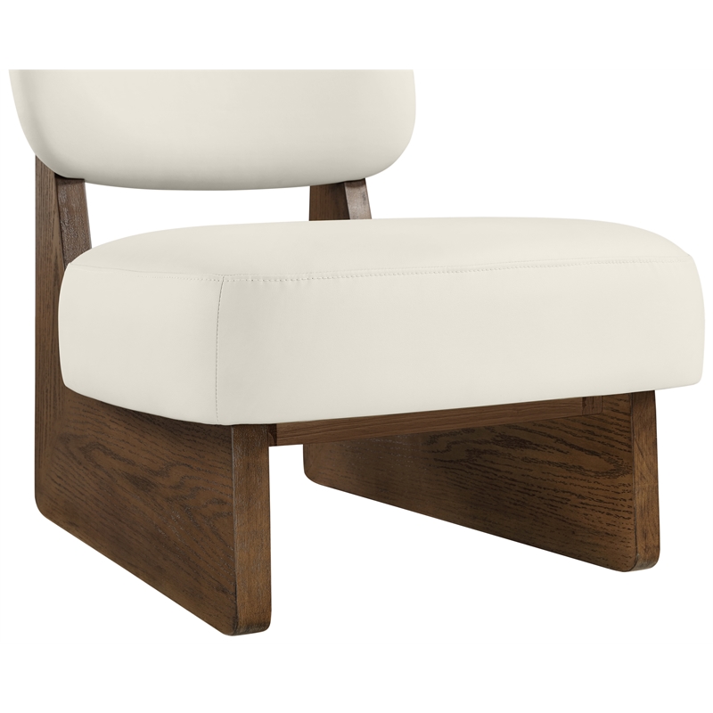 Bowery Hill Contemporary Cream Vegan Leather Upholstered Accent Chair