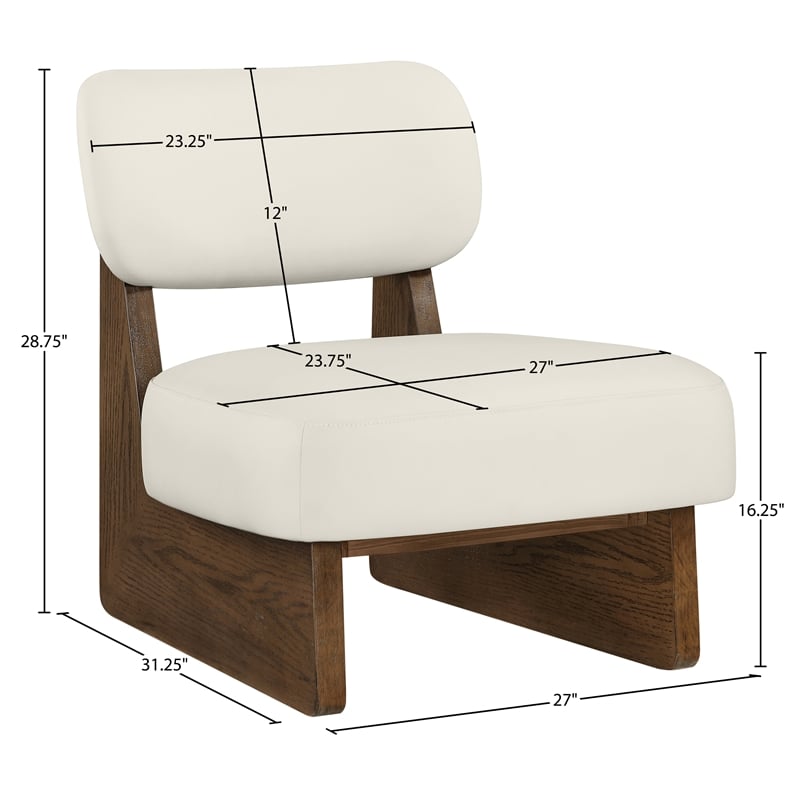 Bowery Hill Contemporary Cream Vegan Leather Upholstered Accent Chair