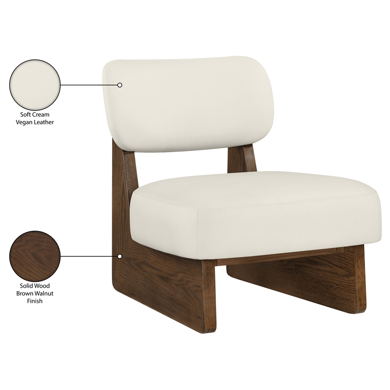 Bowery Hill Contemporary Cream Vegan Leather Upholstered Accent Chair