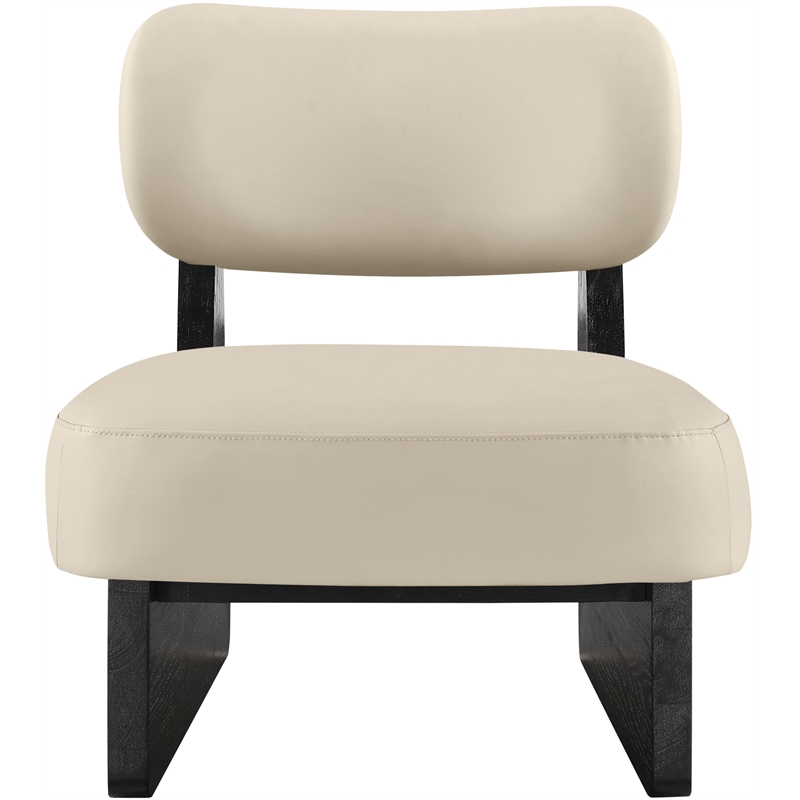 Bowery Hill Contemporary Beige Vegan Leather Upholstered Accent Chair