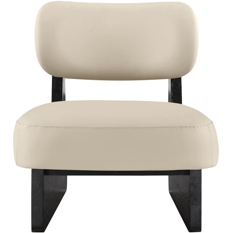 Bowery Hill Contemporary Beige Vegan Leather Upholstered Accent Chair