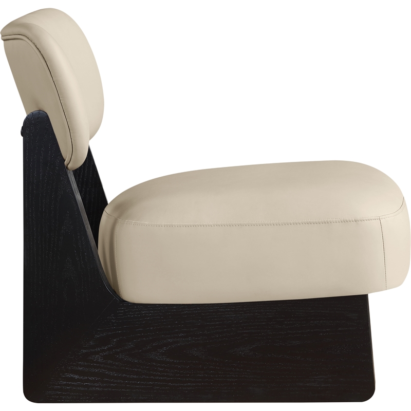 Bowery Hill Contemporary Beige Vegan Leather Upholstered Accent Chair