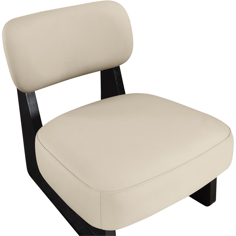 Bowery Hill Contemporary Beige Vegan Leather Upholstered Accent Chair