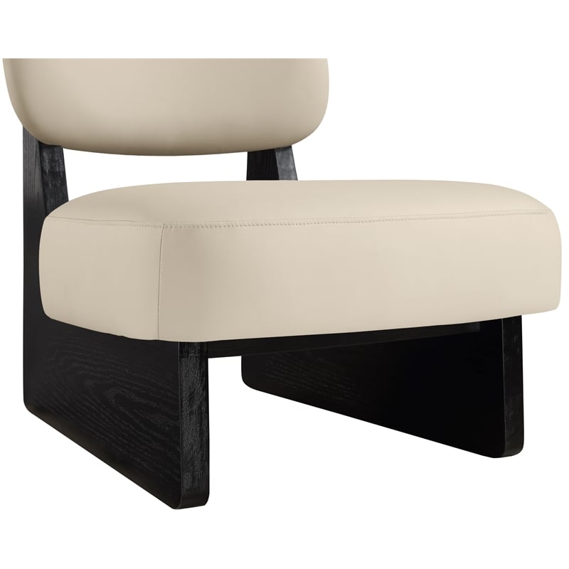 Bowery Hill Contemporary Beige Vegan Leather Upholstered Accent Chair