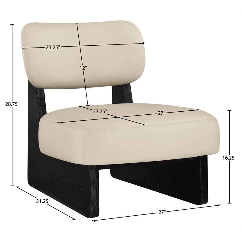 Bowery Hill Contemporary Beige Vegan Leather Upholstered Accent Chair