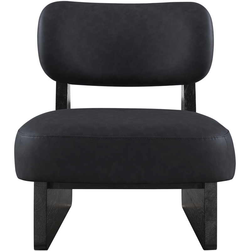 Bowery Hill Contemporary Black Vegan Leather Upholstered Accent Chair