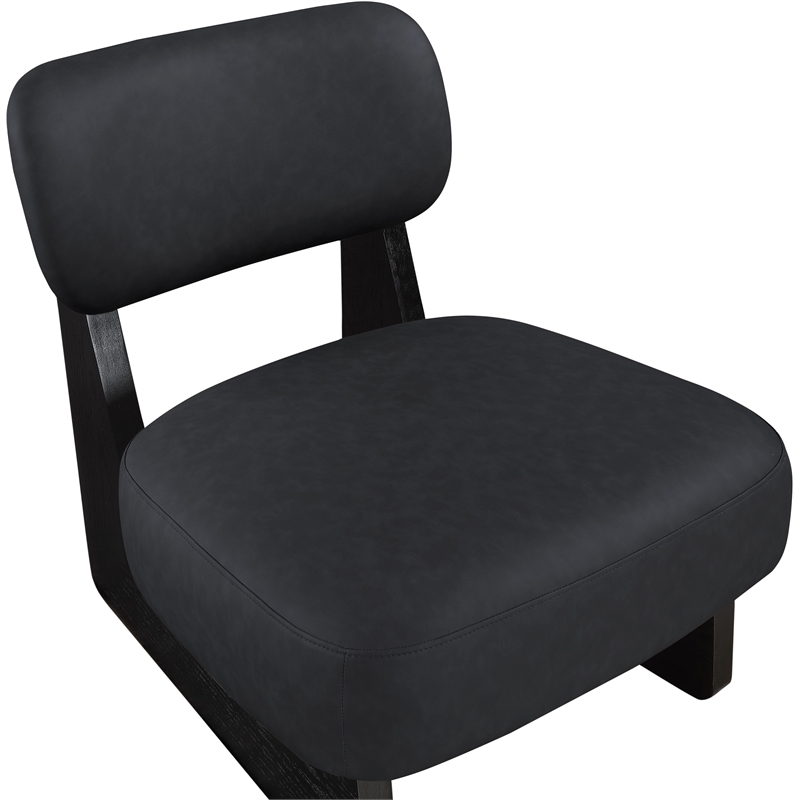 Bowery Hill Contemporary Black Vegan Leather Upholstered Accent Chair