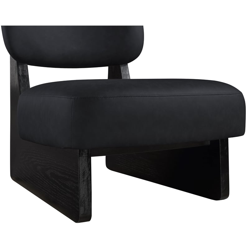 Bowery Hill Contemporary Black Vegan Leather Upholstered Accent Chair
