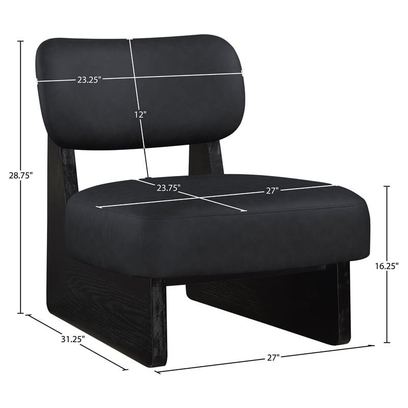 Bowery Hill Contemporary Black Vegan Leather Upholstered Accent Chair