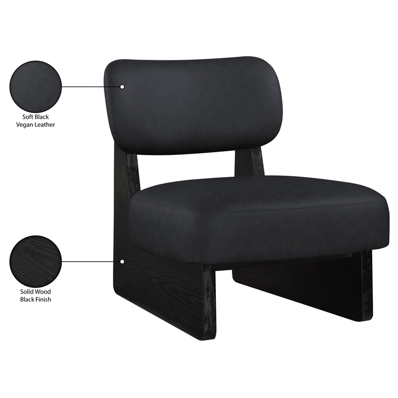 Bowery Hill Contemporary Black Vegan Leather Upholstered Accent Chair